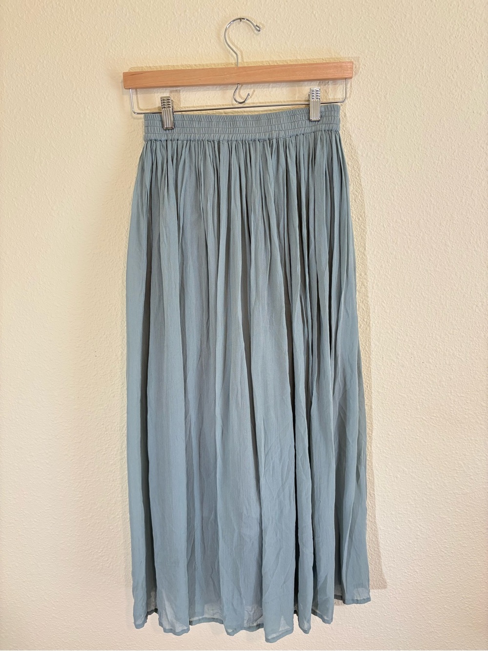 Vintage Light Blue Pleated Maxi Skirt
